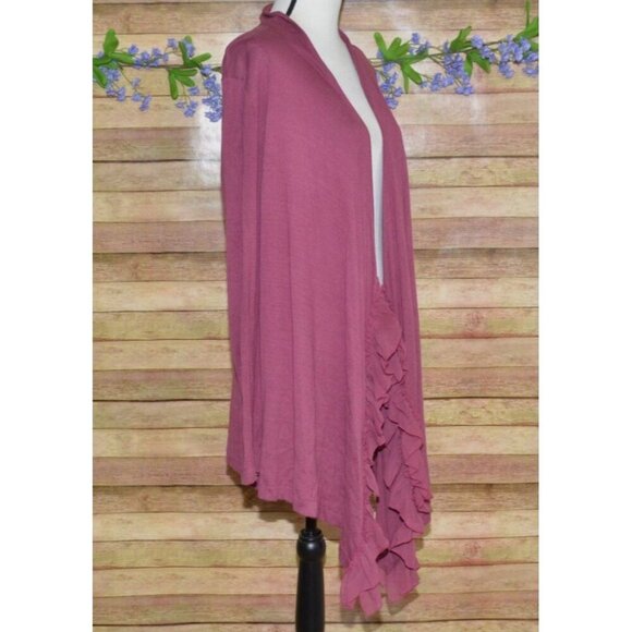 Soft Surroundings Purple Ladies Open Front Cardigan Size XL Ruffled Hem Layering - Picture 1 of 12